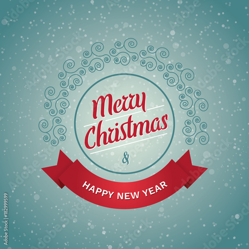 Merry Christmas and Happy New Year - vector greeting card on on a winter background