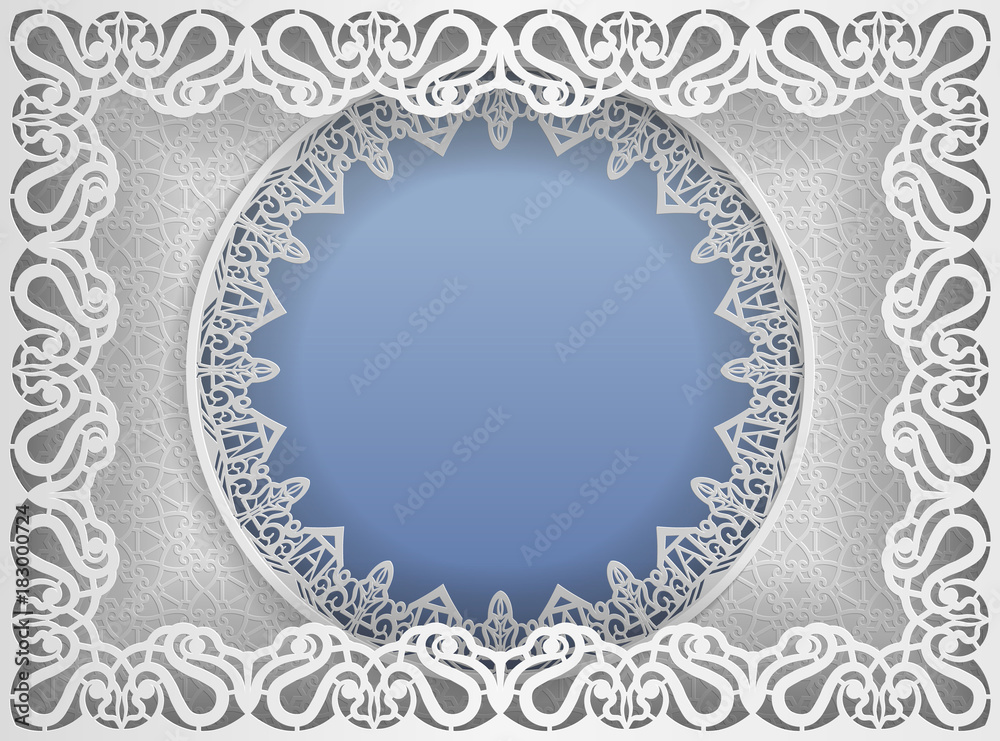 Round white frame in an rectangular