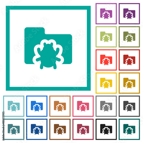 Bug folder flat color icons with quadrant frames