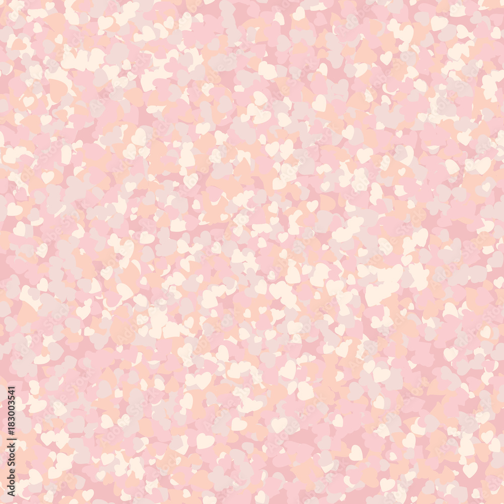 Pink heart scatter. Abstract seamless pattern. Valentines day background. Bright colors. Romantic texture. Hand drawn. Love and feelings. For wallpaper, web page, surface textures.