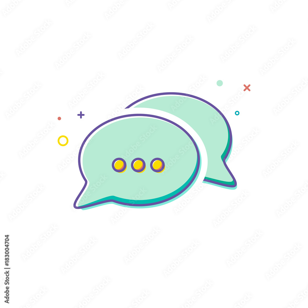 Fototapeta premium Chat Icon in trendy style - thin line flat design. Group speech bubbles symbol for your website design, logo, app, UI. Vector illustration