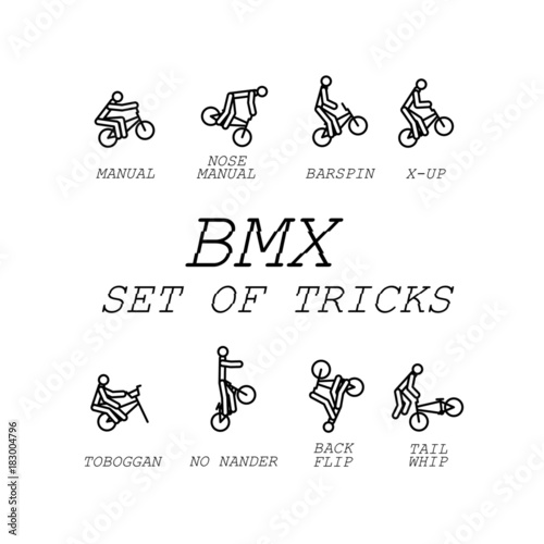 stick figure vector bmx set of tricks