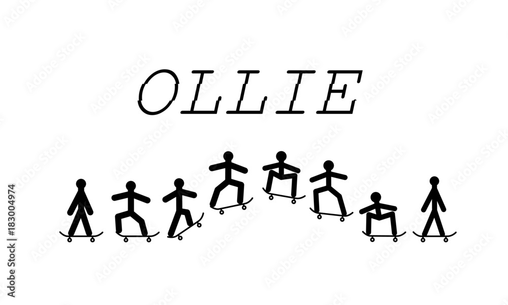 stick figure vector ollie skateboard