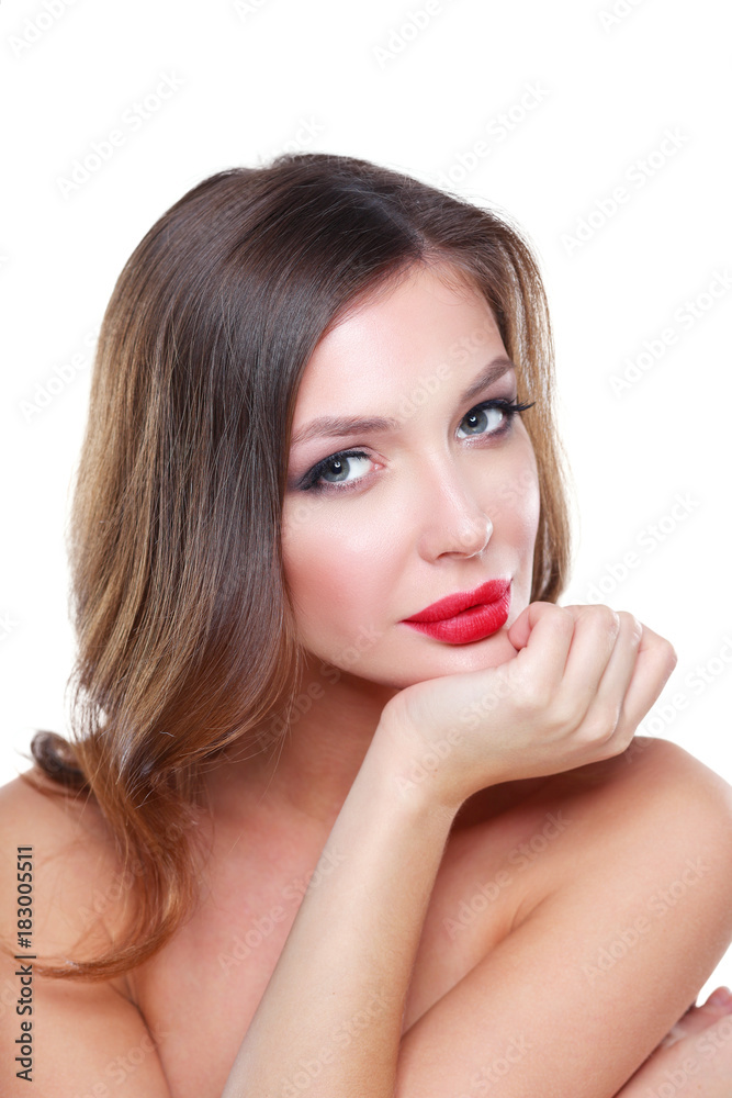 Portrait of beautiful young woman . Isolated on white background. Beautiful woman Portrait of beautiful young woman . Isolated on white background. Beautiful woman