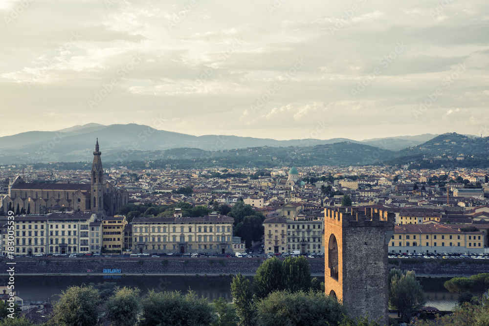 sunset view of florence city,Italy