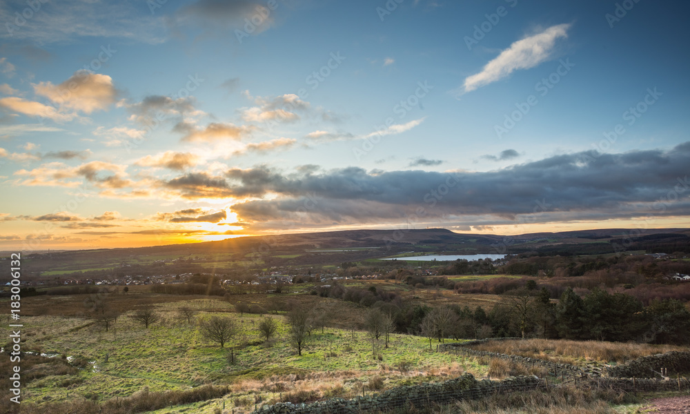 Evening sky over an English countryside landscape Evening sky over an English countryside landscape