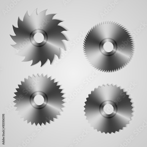 A metal circle for a saw of different types. Vector elements.