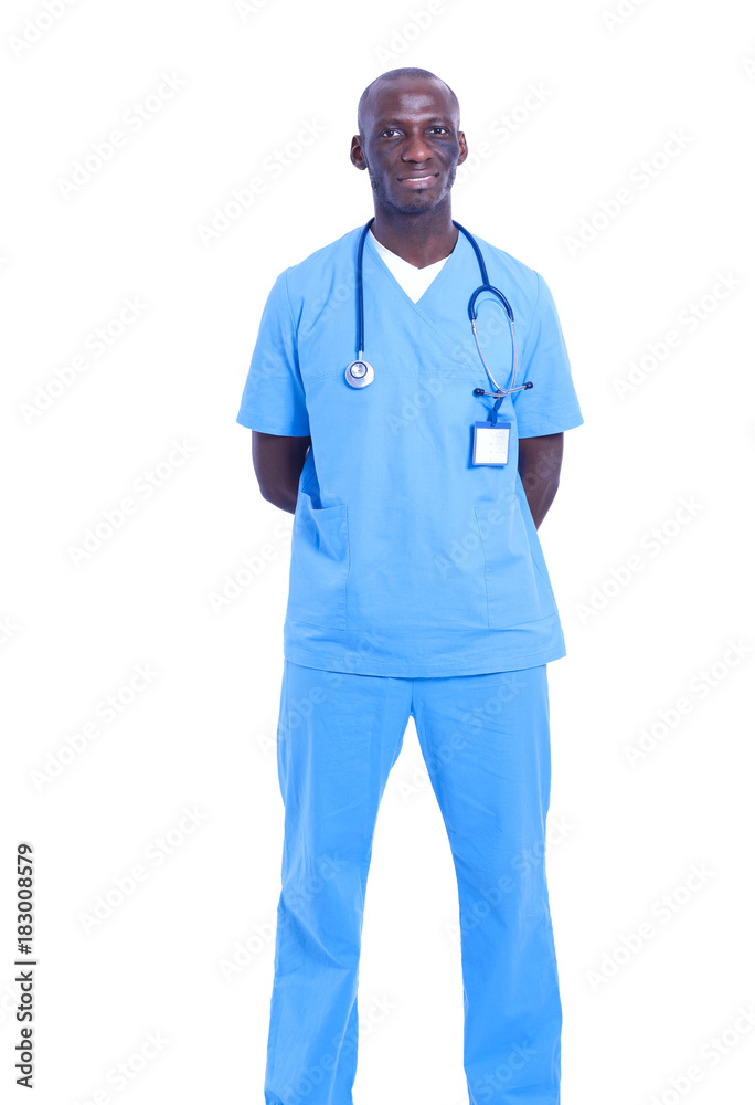 Portrait of a doctor man standing isolated on white background. Doctor. Clinic Portrait of a doctor man standing isolated on white background. Doctor. Clinic