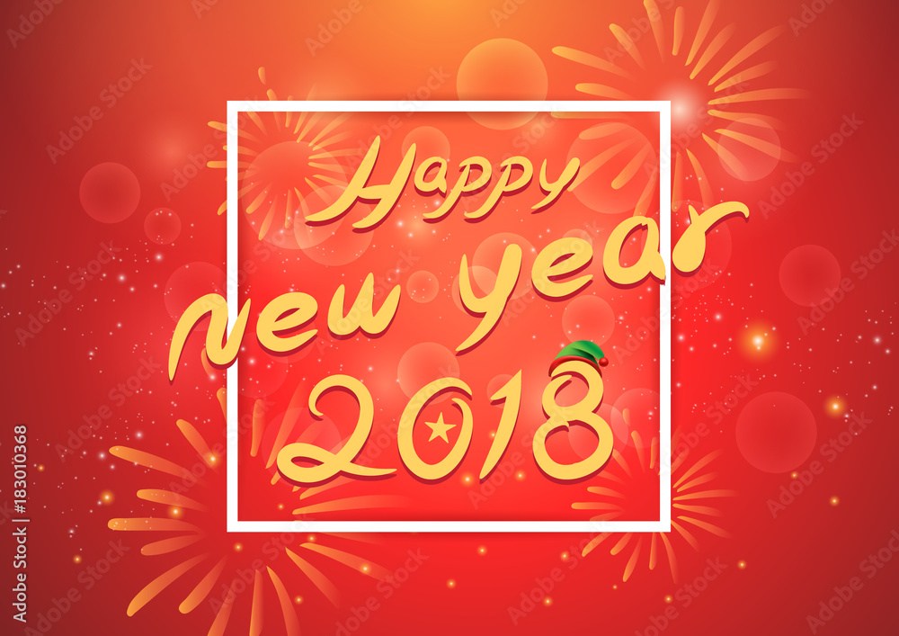 Happy new year on red glow background