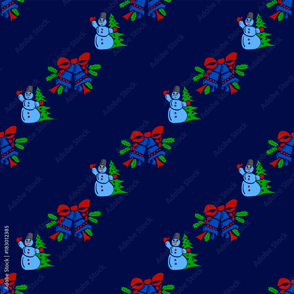 Naklejka premium Christmas and Happy New Year vector seamless pattern