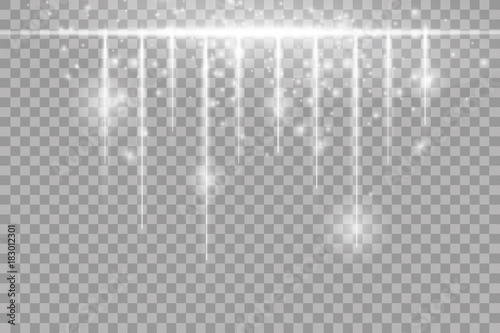 Glowing lights for holidays. Transparent glowing garland. White glowing lights for greeting card design. Garlands, Christmas decorations
