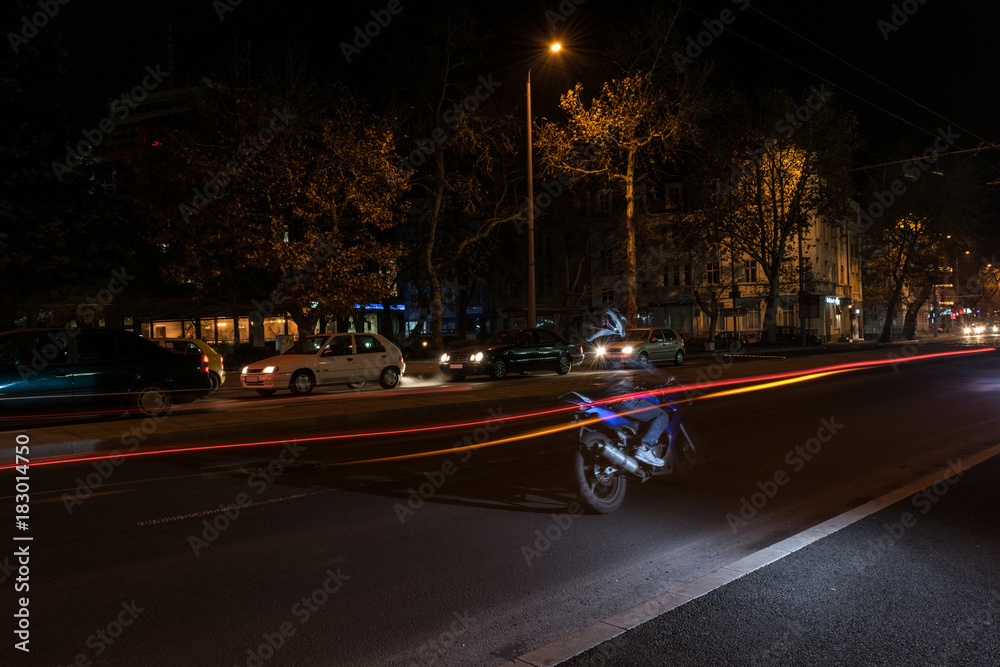 Fototapeta premium Effect of transparent motorcycle. Line effect. Ghost rider
