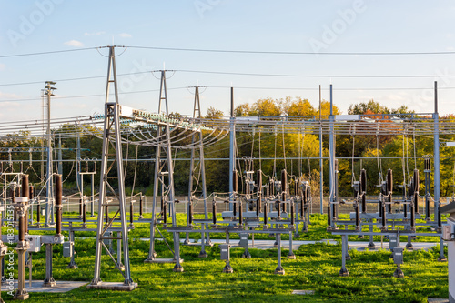 Electrical substation switchyard.