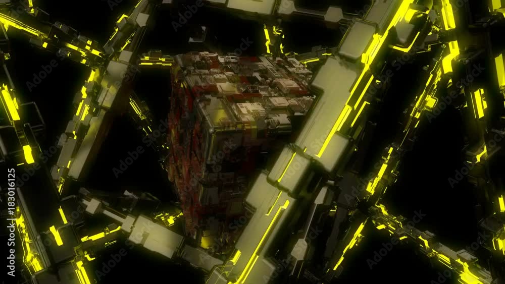 Techno Cube VJ Loop - sci-fi motion graphics with rotating futuristic ...