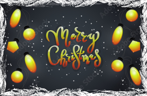Fototapeta Naklejka Na Ścianę i Meble -   Christmas Garlands,and a bright text on a dark background. Festive party. Christmas night. New Year background.
