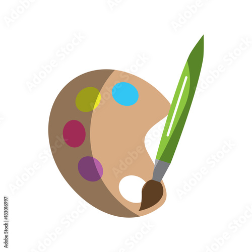 school artistic palette paint brush color art design vector illustration