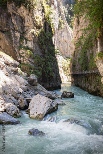 The river Aare between the narrow walls of the gorge