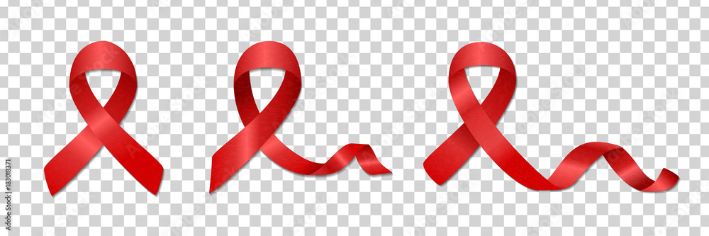 Φωτογραφία Vector set of realistic isolated red ribbons for World Aids Day on the transparent background