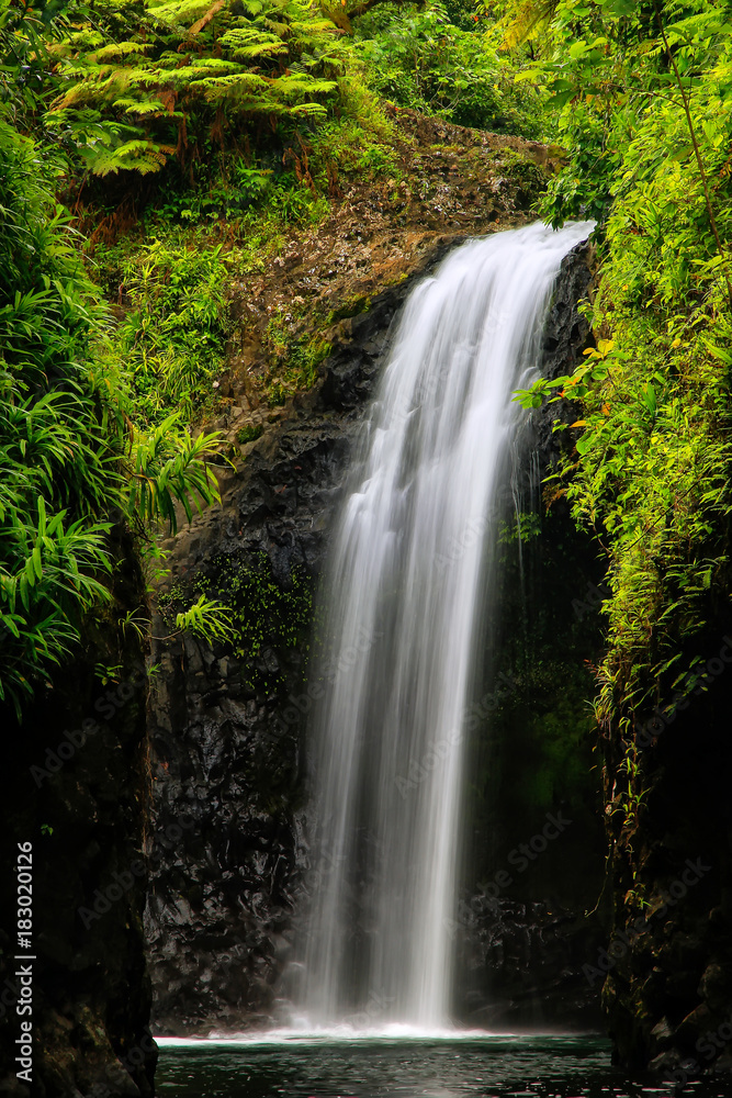 Wainibau Waterfall at the end of Lavena Coastal Walk on Taveuni Island, Fiji