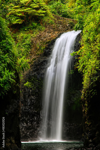 Wainibau Waterfall at the end of Lavena Coastal Walk on Taveuni Island, Fiji