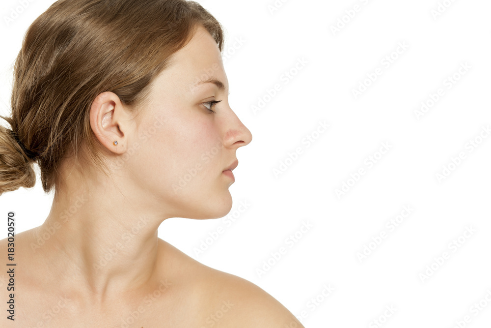 profile portrait of a young woman withhout makeup profile portrait of a young woman withhout makeup