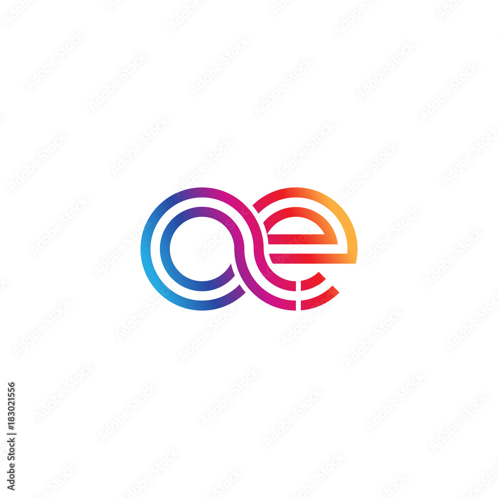 Fototapeta premium Initial lowercase letter ae, linked outline rounded logo, colorful vibrant gradient color