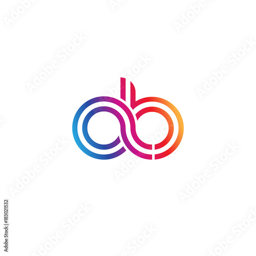 Initial lowercase letter ab, linked outline rounded logo, colorful vibrant gradient color