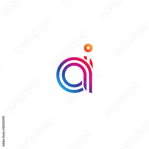 Initial lowercase letter ai, linked outline rounded logo, colorful vibrant gradient color