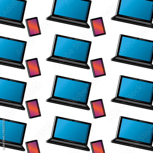 technology device laptop computer and mobile pattern image vector illustration