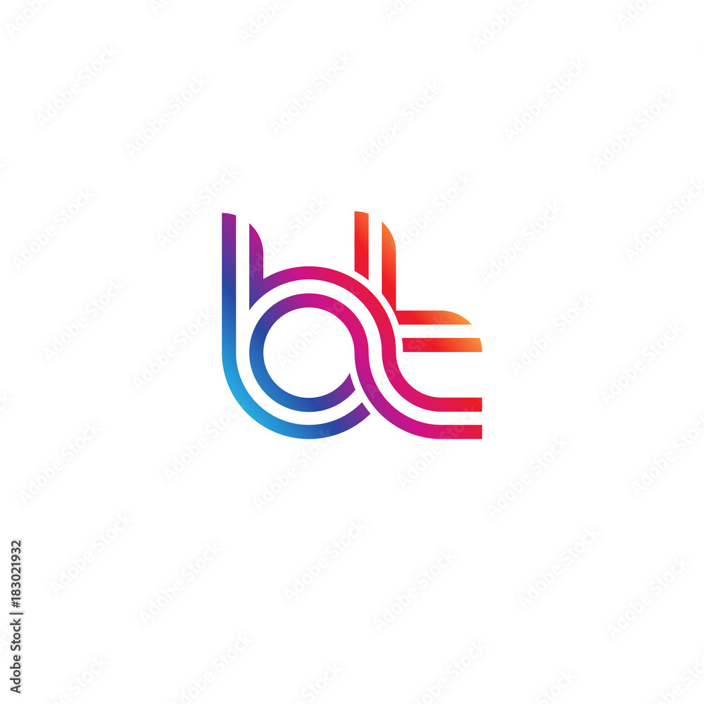Initial lowercase letter bt, linked outline rounded logo, colorful vibrant gradient color Initial lowercase letter bt, linked outline rounded logo, colorful vibrant gradient color