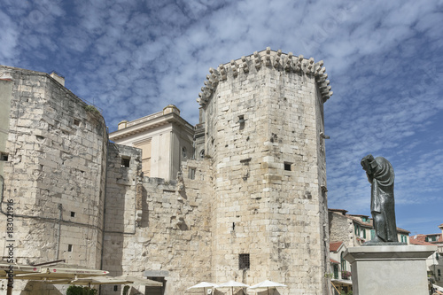 Statue of the Croatian poet Marko Marulic on the. Brace Radic Square in Split, Croatia photo