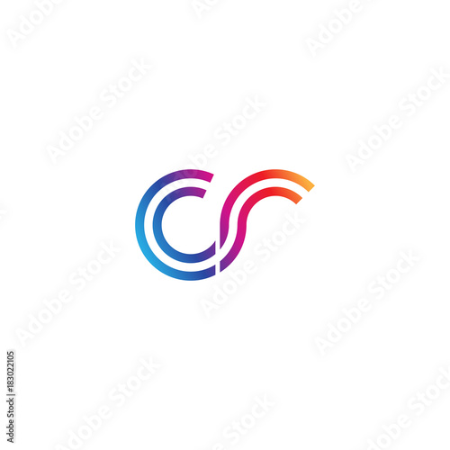 Initial lowercase letter cr, linked outline rounded logo, colorful vibrant gradient color