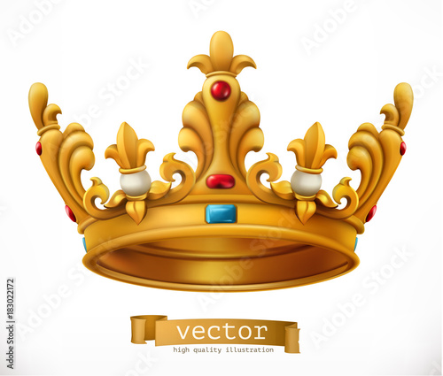 Gold crown. King. vector icon