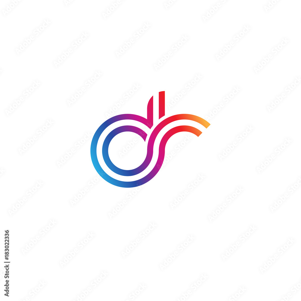 Fototapeta premium Initial lowercase letter dr, linked outline rounded logo, colorful vibrant gradient color