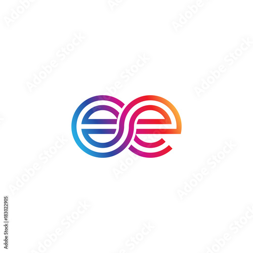 Initial lowercase letter ee, linked outline rounded logo, colorful vibrant gradient color
