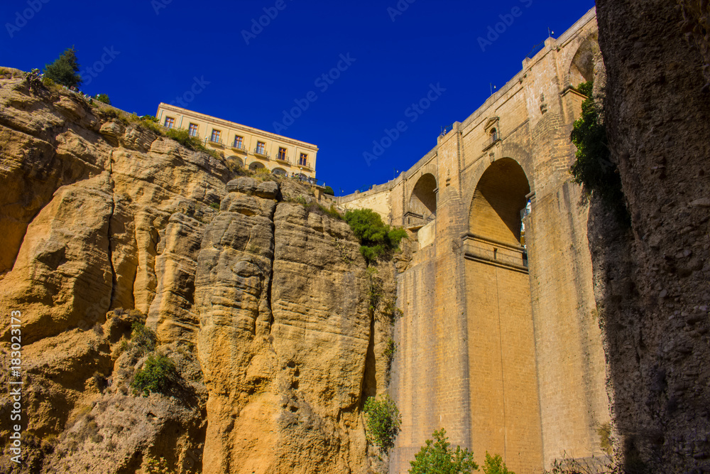 New bridge. View of the New Bridge in the city of Ronda, province of the city of Malaga. Andalusia, Spain. Photo taken – 13 n ovember 2017.