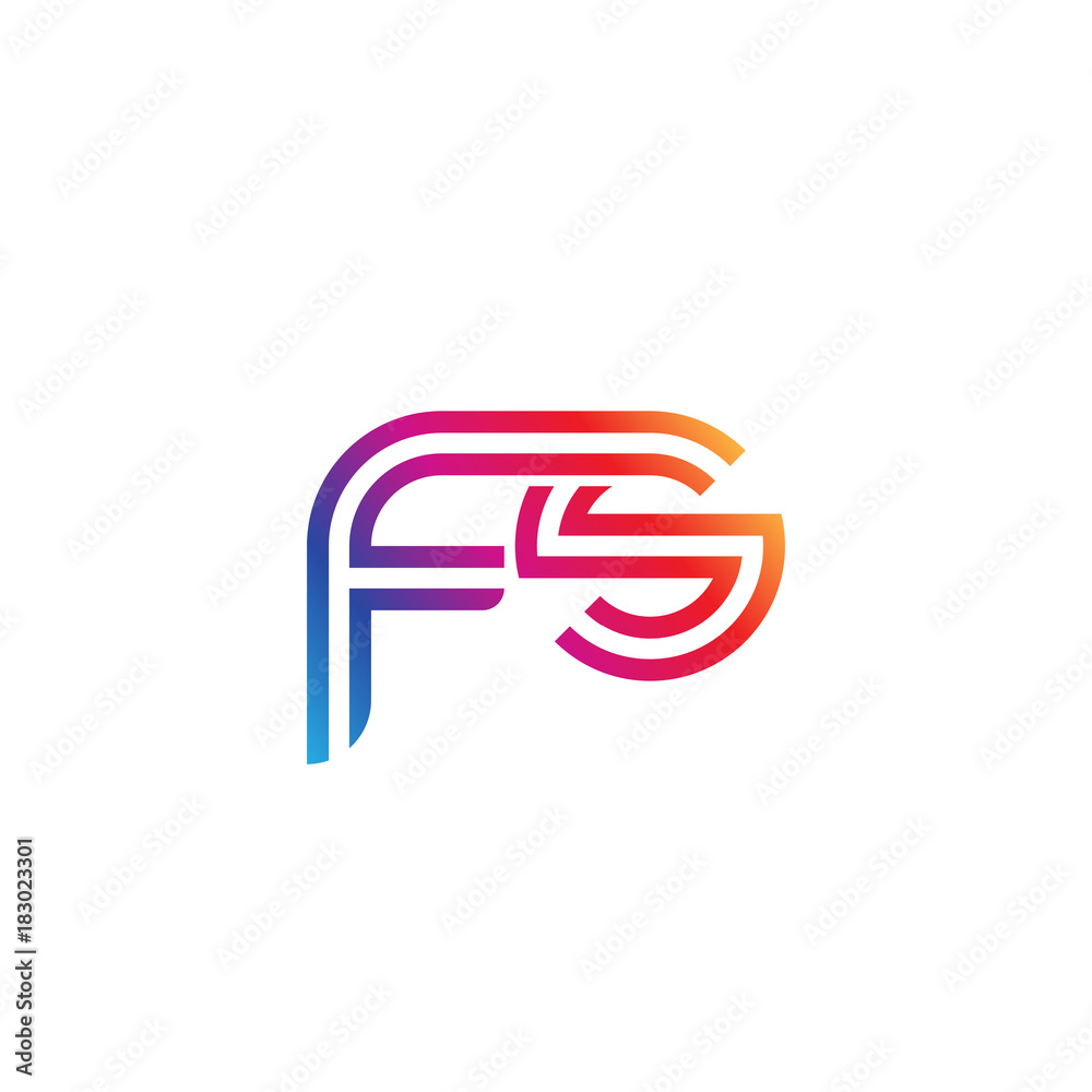 Initial lowercase letter fs, linked outline rounded logo, colorful vibrant gradient color Initial lowercase letter fs, linked outline rounded logo, colorful vibrant gradient color