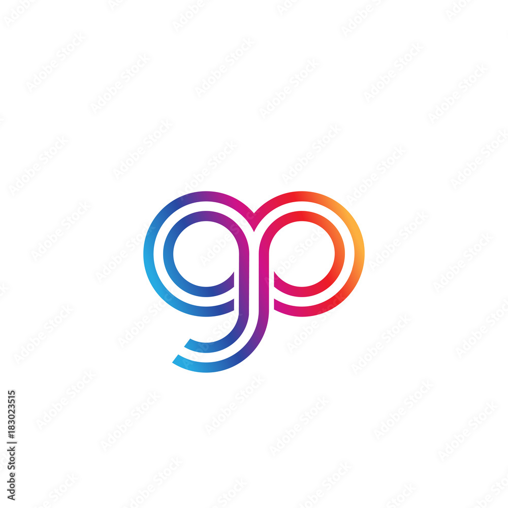 Initial lowercase letter gp, go, linked outline rounded logo, colorful vibrant gradient color Initial lowercase letter gp, go, linked outline rounded logo, colorful vibrant gradient color