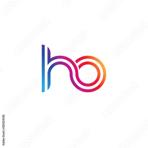Initial lowercase letter ho, linked outline rounded logo, colorful vibrant gradient color