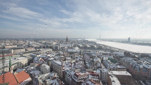 Riga Down Town Cathedral Dome hypperlapse, winter time-lapse, clocks, church photo