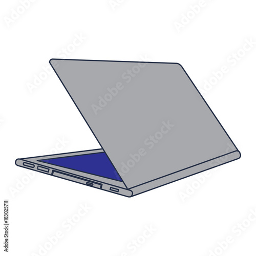 open laptop back view icon digital device vector illustration