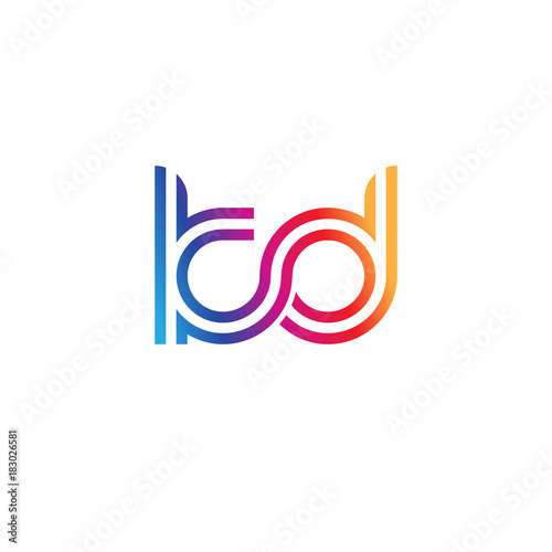 Free Download Initial lowercase letter kd, linked outline rounded logo, colorful vibrant gradient color - GFXLoad