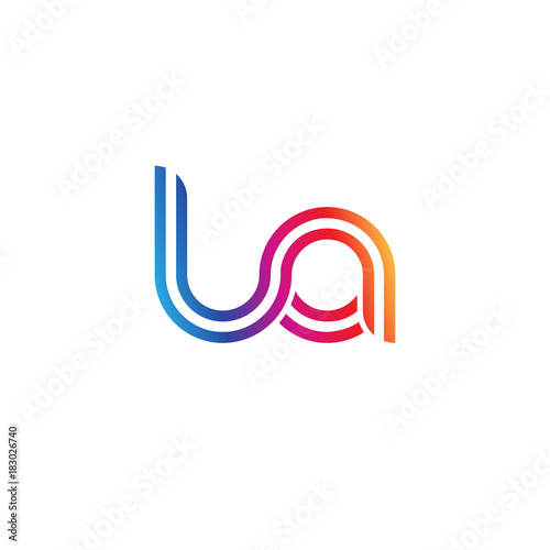 Fototapeta Naklejka Na Ścianę i Meble -  Initial lowercase letter la, linked outline rounded logo, colorful vibrant gradient color