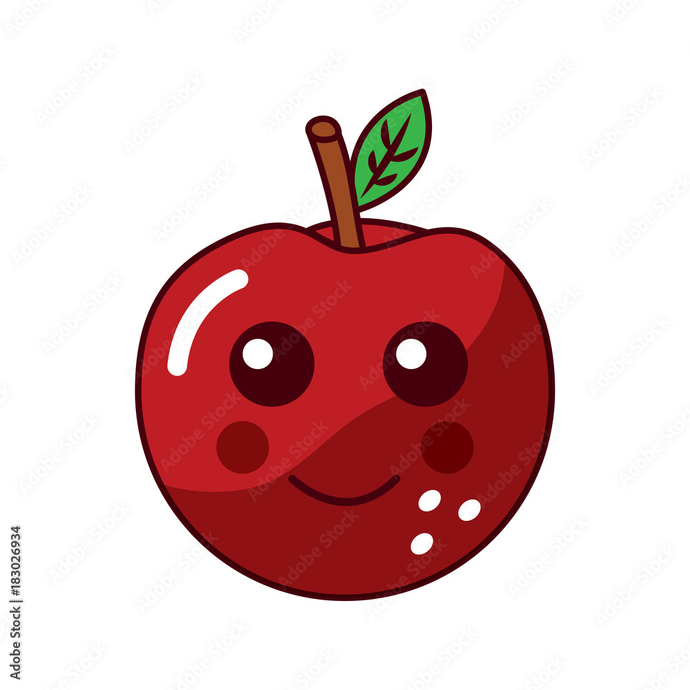 Obraz premium apple happy fruit kawaii icon image vector illustration design 