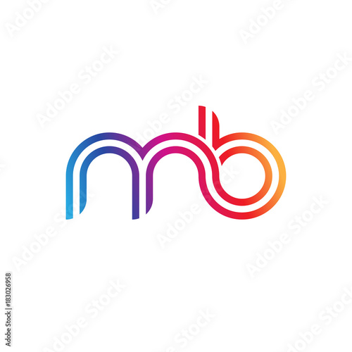 Initial lowercase letter mb, linked outline rounded logo, colorful vibrant gradient color