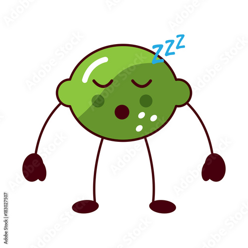 lime or lemon sleeping fruit kawaii icon image vector illustration design 