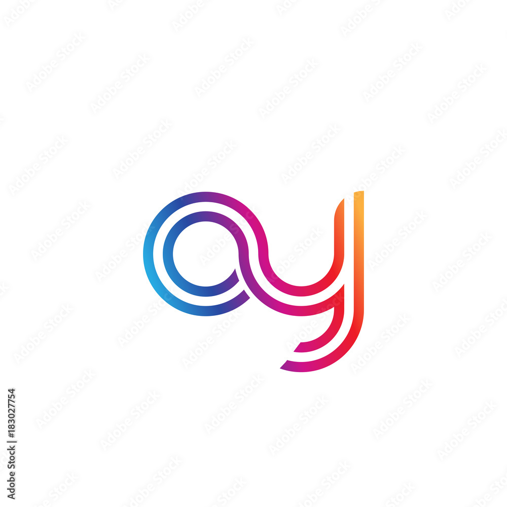Obraz premium Initial lowercase letter oy, linked outline rounded logo, colorful vibrant gradient color