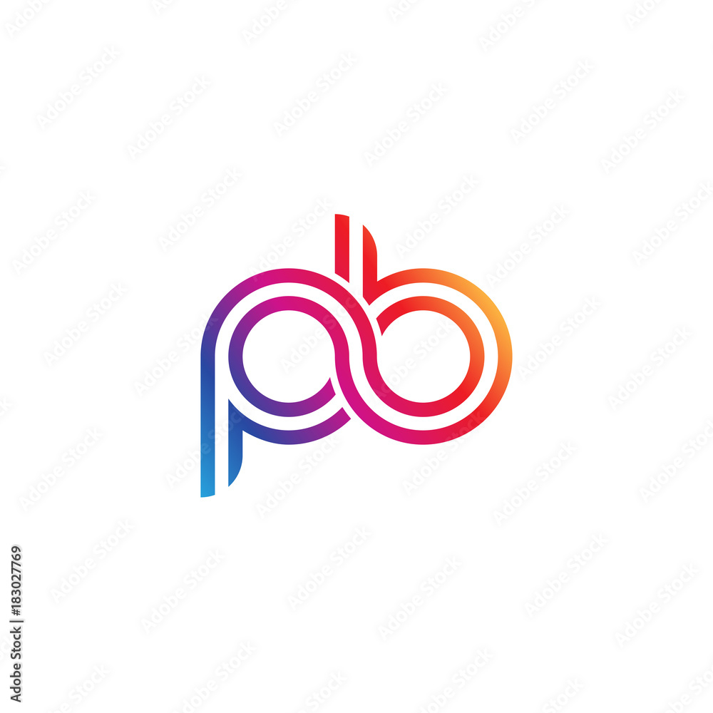 Initial lowercase letter pb, linked outline rounded logo, colorful vibrant gradient color Initial lowercase letter pb, linked outline rounded logo, colorful vibrant gradient color