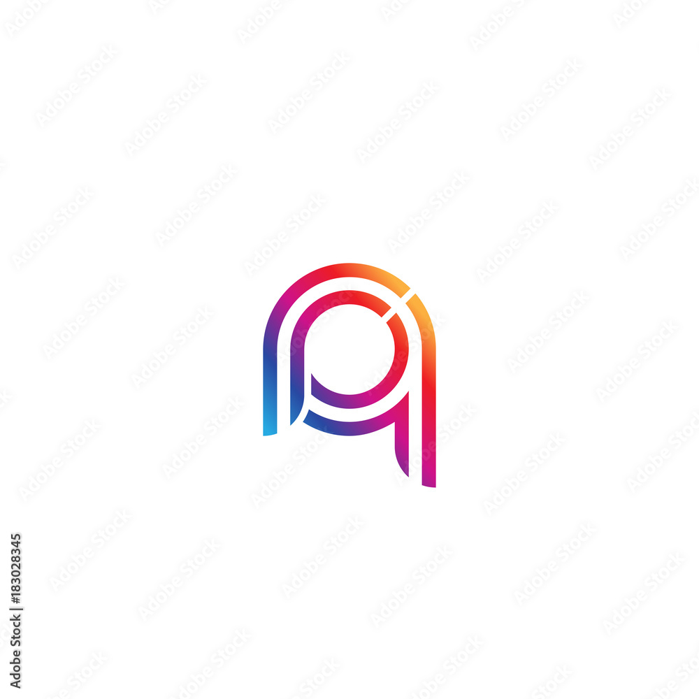 Initial lowercase letter rq, linked outline rounded logo, colorful vibrant gradient color Initial lowercase letter rq, linked outline rounded logo, colorful vibrant gradient color