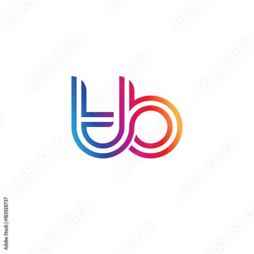 Initial lowercase letter tb, linked outline rounded logo, colorful vibrant gradient color